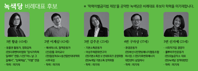 녹색당 20대총선 비례대표 공보물